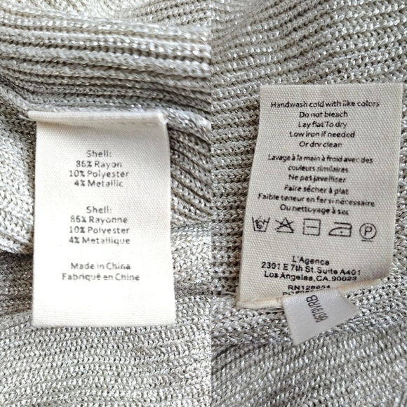 New L’AGENCE Rhea Tie Knit Long Line Metallic Gold Cardigan NWT Size Large - Picture 14 of 15